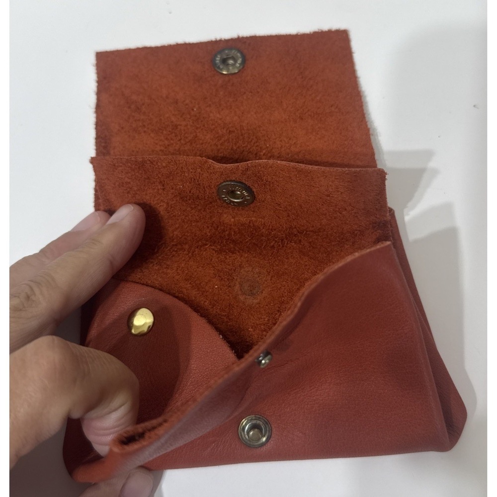 T Nobile Italy Made Burnt Orange Leather Coin ID Pouch Snap Close Quality Unisex - Picture 5 of 10